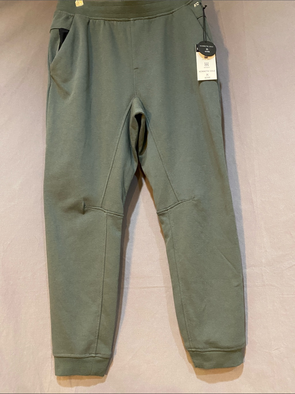 Kenneth Cole Olive Green Joggers With Cuffed Ankles And Pockets